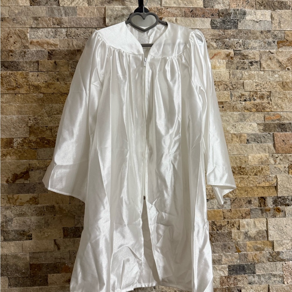 Kids White Graduation Gown